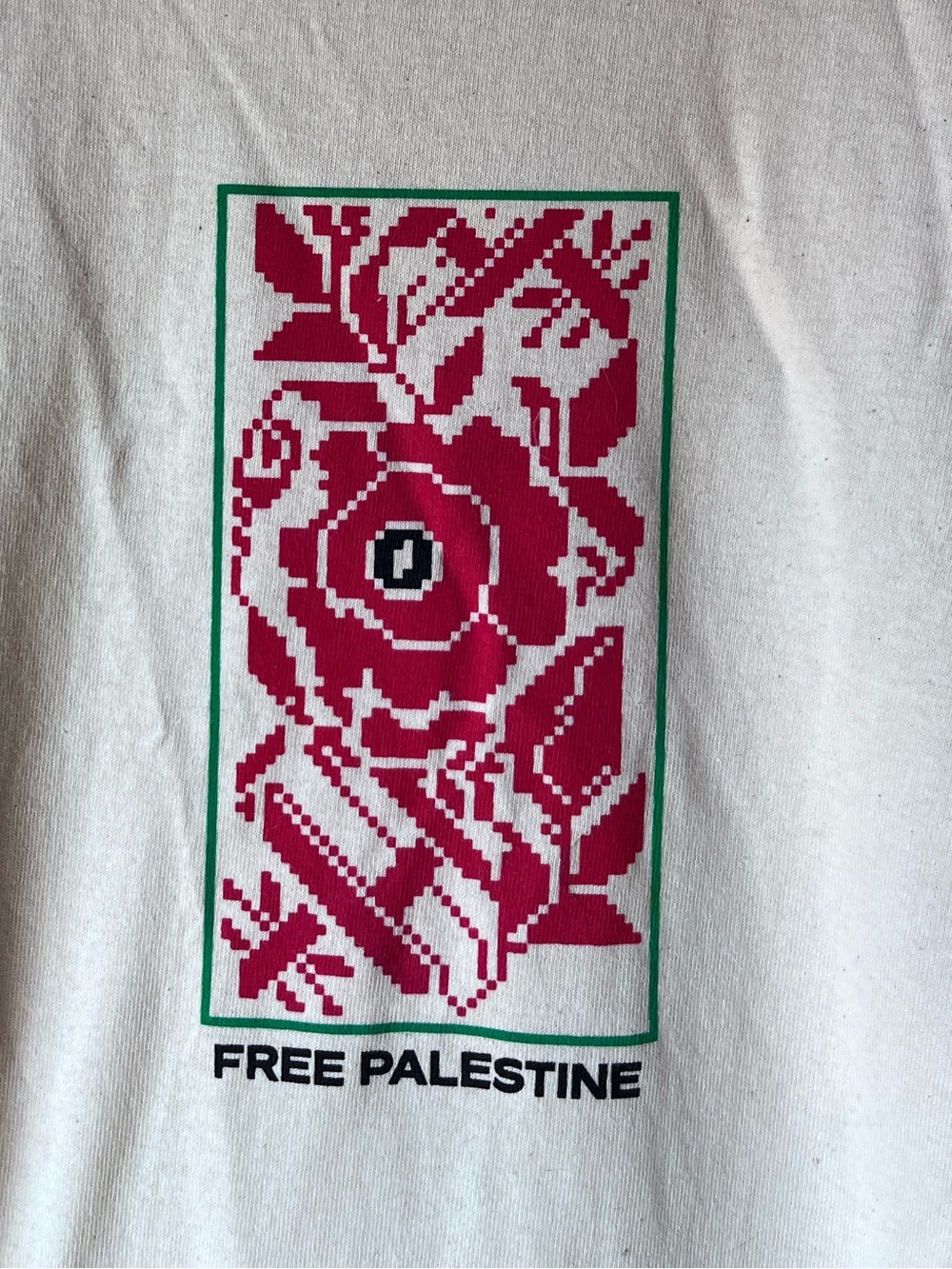 Free Palestine Cream Graphic T-Shirt, Size Large (Fundraiser)